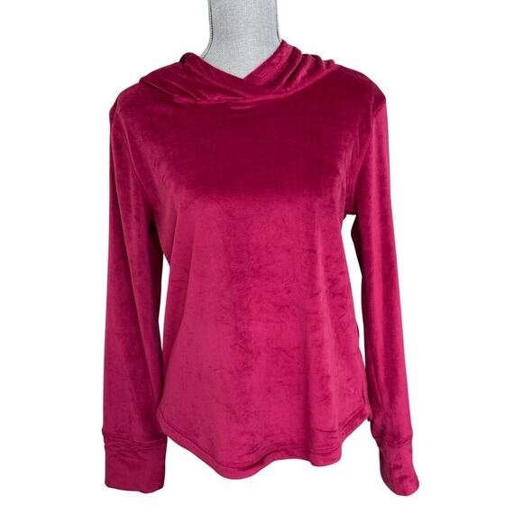 Pajamagram Tempting Touch Pajama Top Hooded Garnet Lounging Women's SZ S NWT - Picture 2 of 8